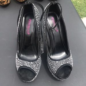 Black heels with rhinestones